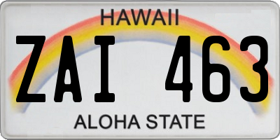 HI license plate ZAI463