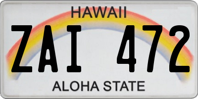 HI license plate ZAI472