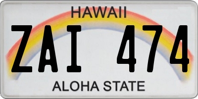 HI license plate ZAI474