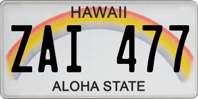 HI license plate ZAI477