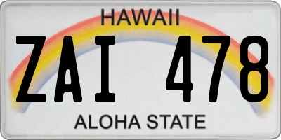 HI license plate ZAI478