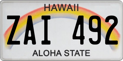 HI license plate ZAI492