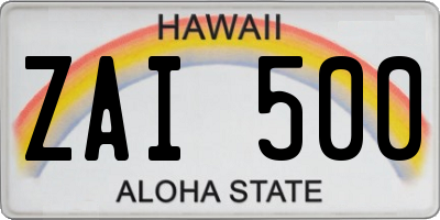 HI license plate ZAI500