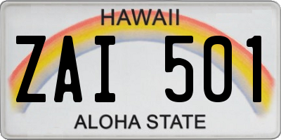 HI license plate ZAI501