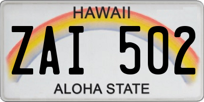 HI license plate ZAI502