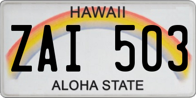HI license plate ZAI503