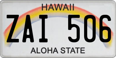 HI license plate ZAI506