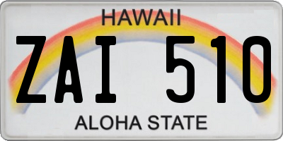 HI license plate ZAI510