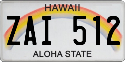 HI license plate ZAI512