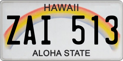 HI license plate ZAI513