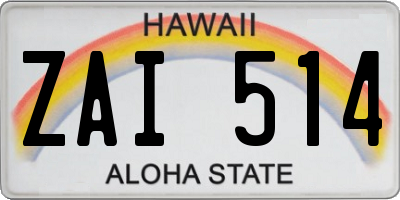 HI license plate ZAI514