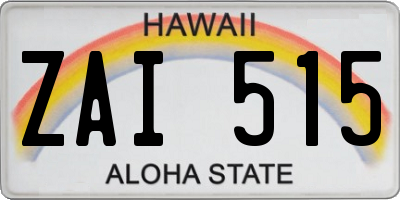 HI license plate ZAI515