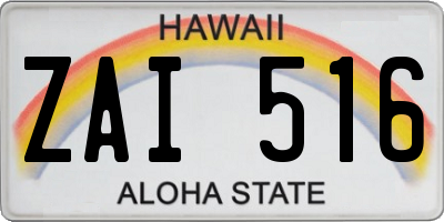 HI license plate ZAI516