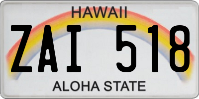 HI license plate ZAI518