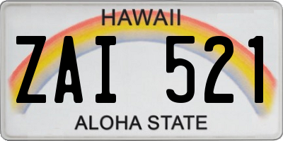 HI license plate ZAI521
