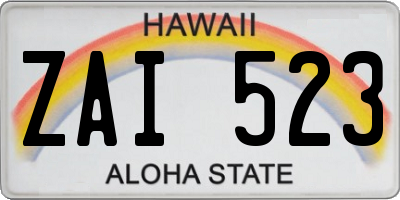HI license plate ZAI523