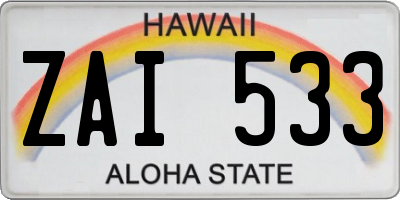 HI license plate ZAI533