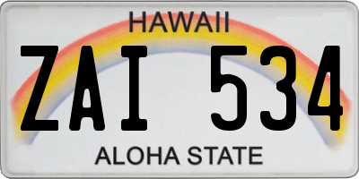 HI license plate ZAI534