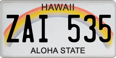 HI license plate ZAI535