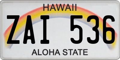 HI license plate ZAI536