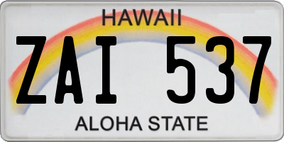 HI license plate ZAI537