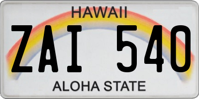 HI license plate ZAI540
