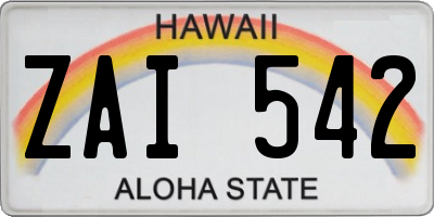 HI license plate ZAI542