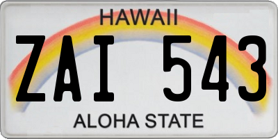 HI license plate ZAI543