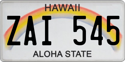 HI license plate ZAI545