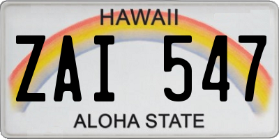 HI license plate ZAI547