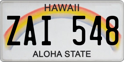 HI license plate ZAI548