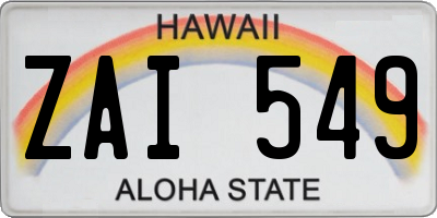 HI license plate ZAI549