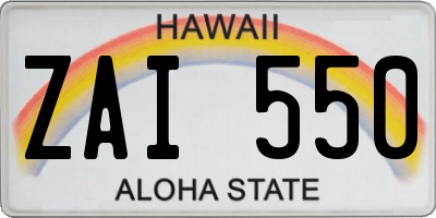 HI license plate ZAI550