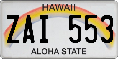HI license plate ZAI553