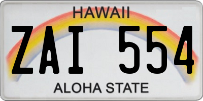 HI license plate ZAI554