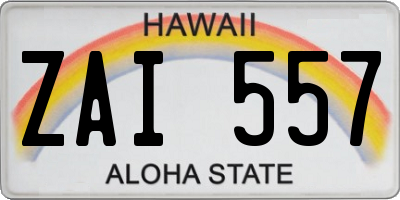 HI license plate ZAI557