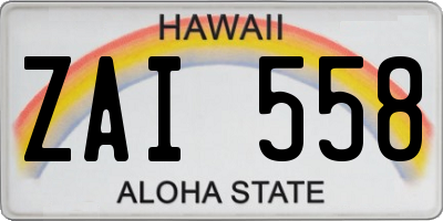 HI license plate ZAI558