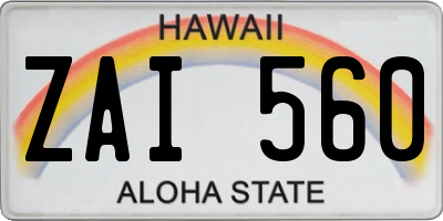 HI license plate ZAI560