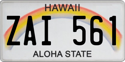 HI license plate ZAI561