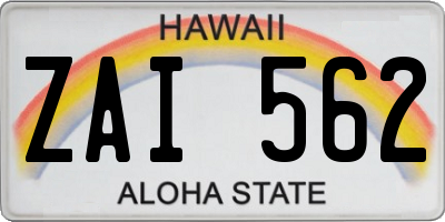 HI license plate ZAI562