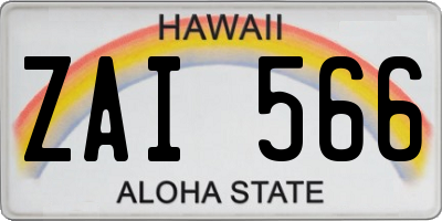 HI license plate ZAI566