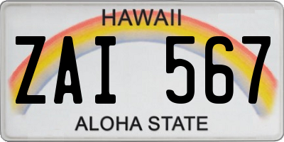 HI license plate ZAI567
