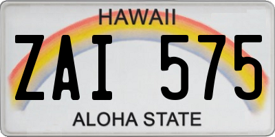 HI license plate ZAI575