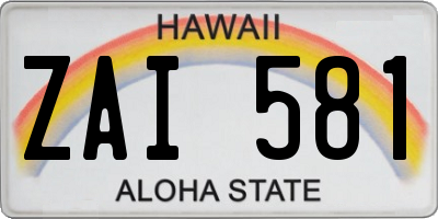 HI license plate ZAI581