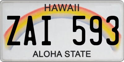 HI license plate ZAI593