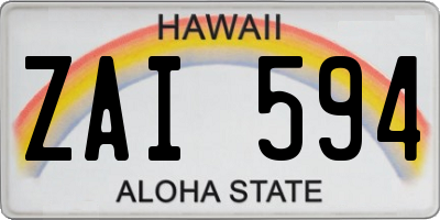HI license plate ZAI594