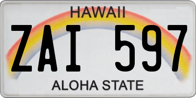 HI license plate ZAI597