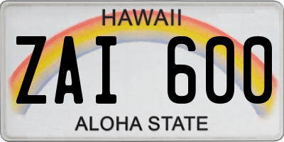 HI license plate ZAI600