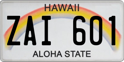 HI license plate ZAI601
