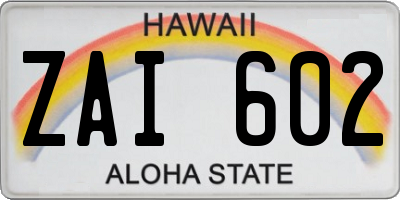 HI license plate ZAI602